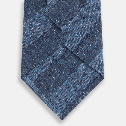 Blue Block Stripe Silk Tie Image 2