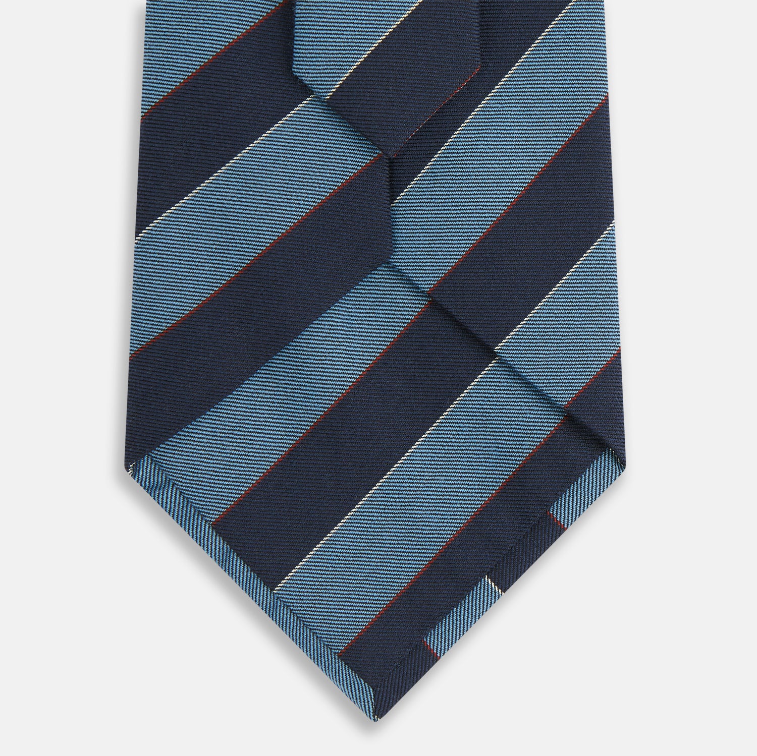 Blue Block Stripe Silk Blend Tie