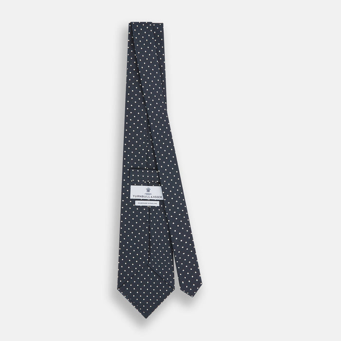 Navy Micro Dot Silk Tie Image 3