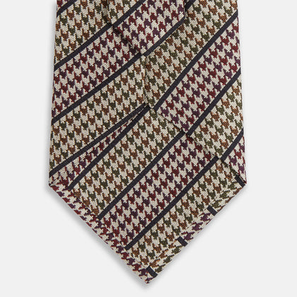 Brown Puppytooth Stripe Silk Tie Image 2