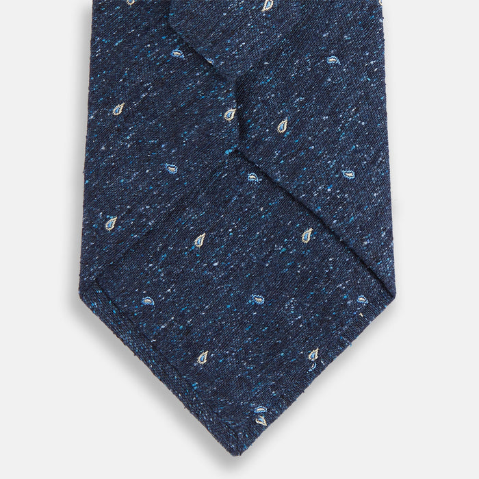 Navy Micro Paisley Silk Tie Image 2