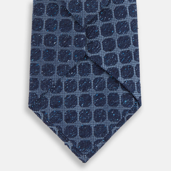 Navy Grid Silk Tie Image 2