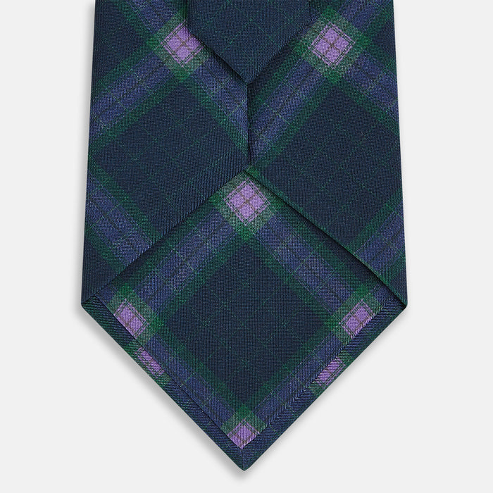 PURPLE AND GREEN CHECKED SILK TIE Image 2