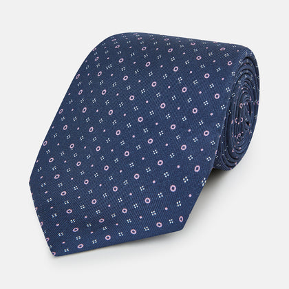 Azzurro Geometric Pin-Dot Printed Silk Tie