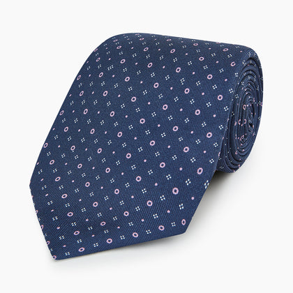 Azzurro Geometric Pin-Dot Printed Silk Tie Image 4
