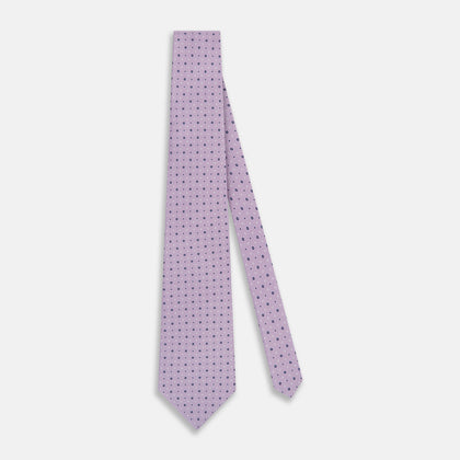 Lilac Geometric Pin-Dot Printed Silk Tie Image 1
