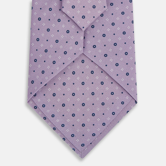 Lilac Geometric Pin-Dot Printed Silk Tie Image 2