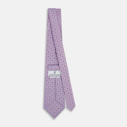 Lilac Geometric Pin-Dot Printed Silk Tie Image 3