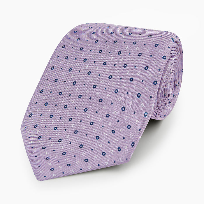 Lilac Geometric Pin-Dot Printed Silk Tie Image 4