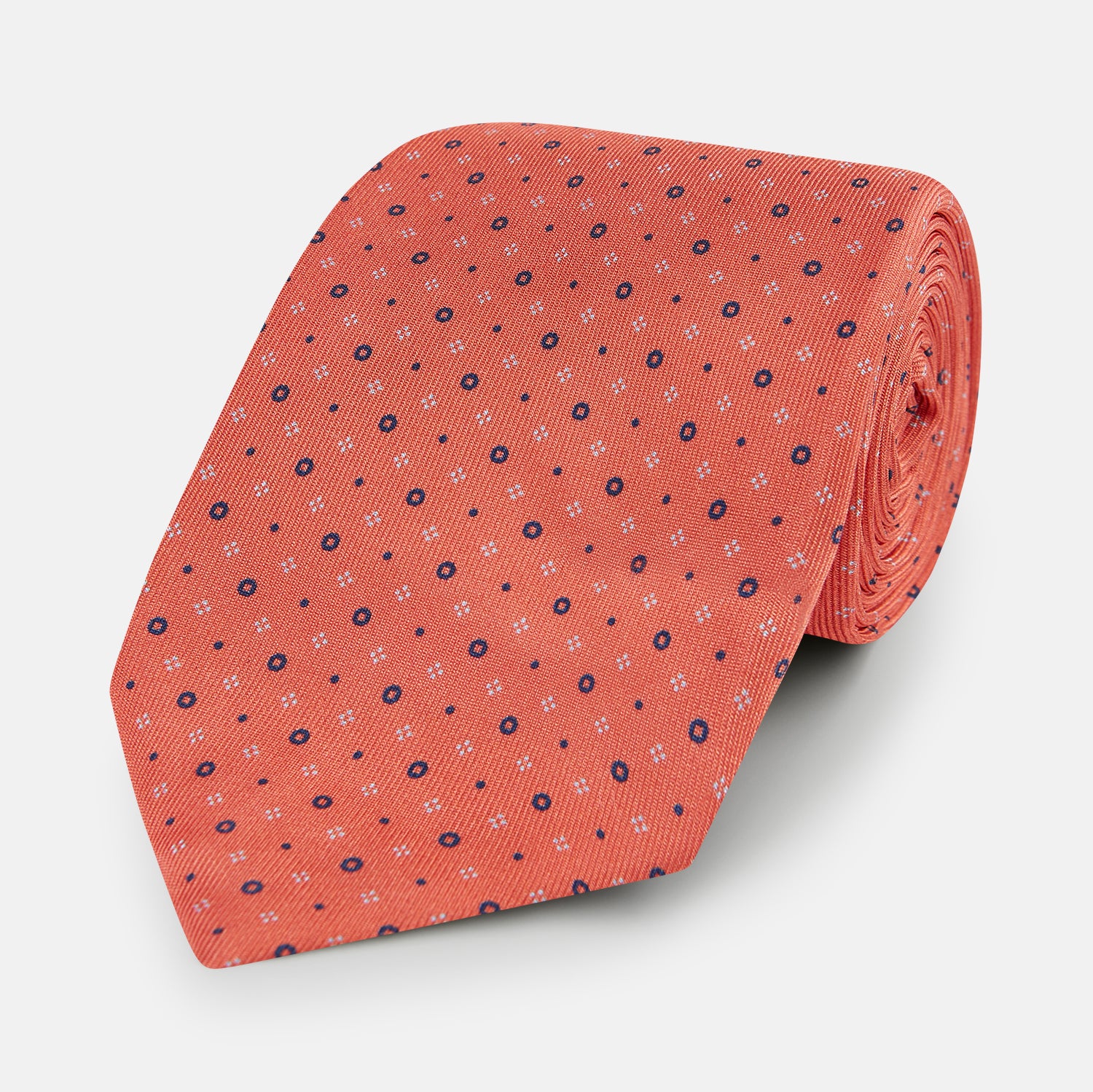 View 1 of product Orange Geometric Pin-Dot Silk Tie OS