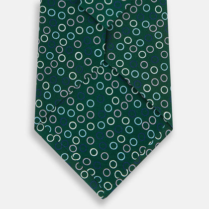 Forest Green Circle Printed Silk Tie Image 2