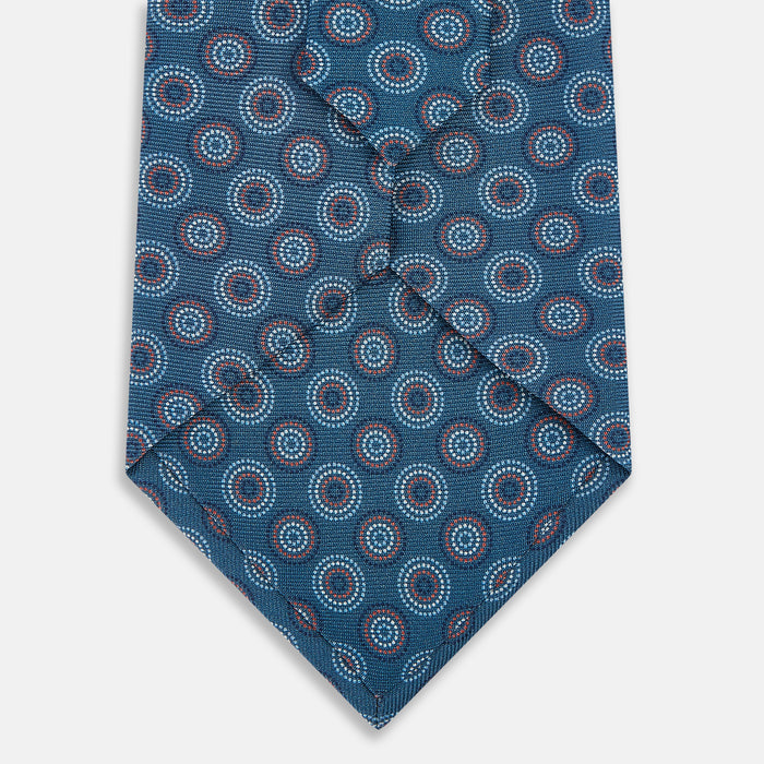 Blue Dotted Roundel Printed Silk Tie Image 2