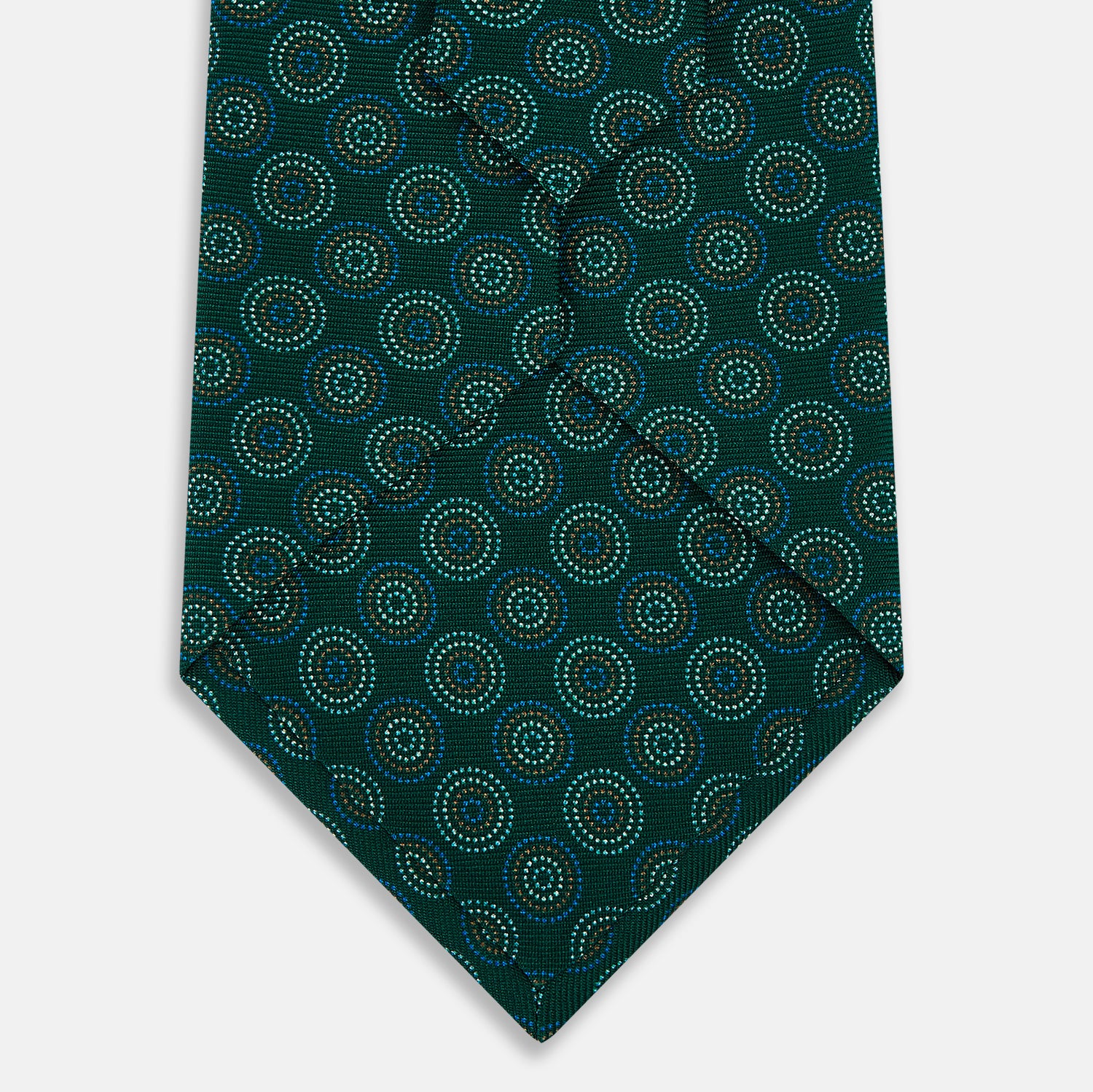 View 3 of product Forest Green Dotted Roundel Patterned Silk Tie OS