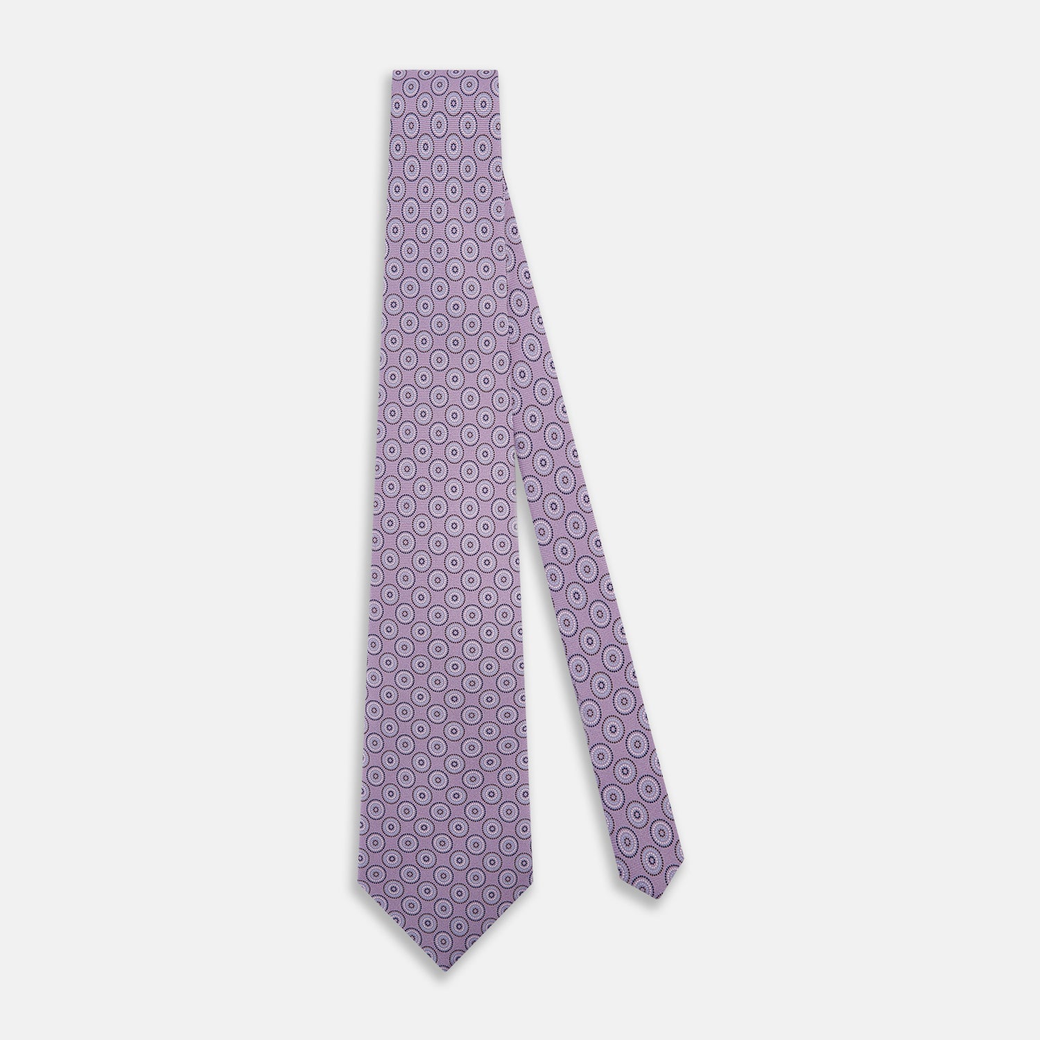 View 2 of product Lilac Dotted Roundel Patterned Silk Tie OS