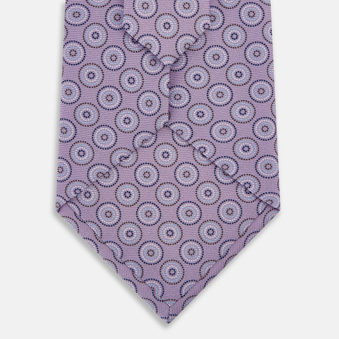 Lilac Dotted Roundel Printed Silk Tie Image 2