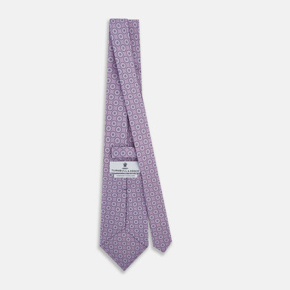 Lilac Dotted Roundel Printed Silk Tie Image 3