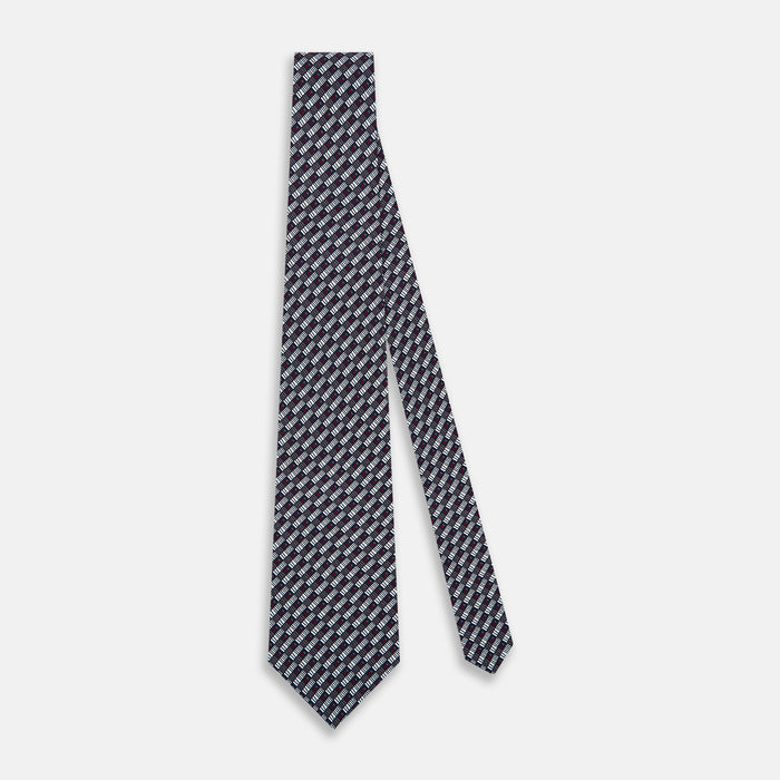 Ash Hatched Mosaic Silk Tie Image 1