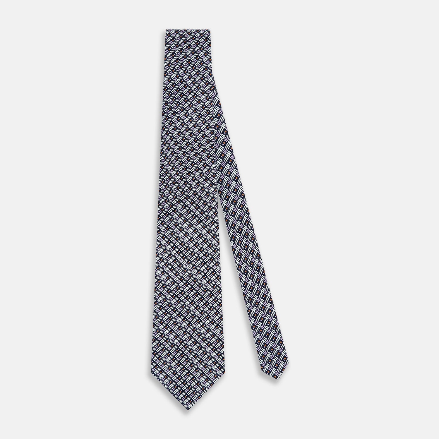 View 2 of product Lilac Hatched-Rectangle Neats Silk Tie OS