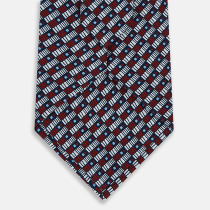 Red Hatched Mosaic Silk Tie Image 2