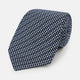 Navy Geometric Lattice Damier Printed Silk Tie OS