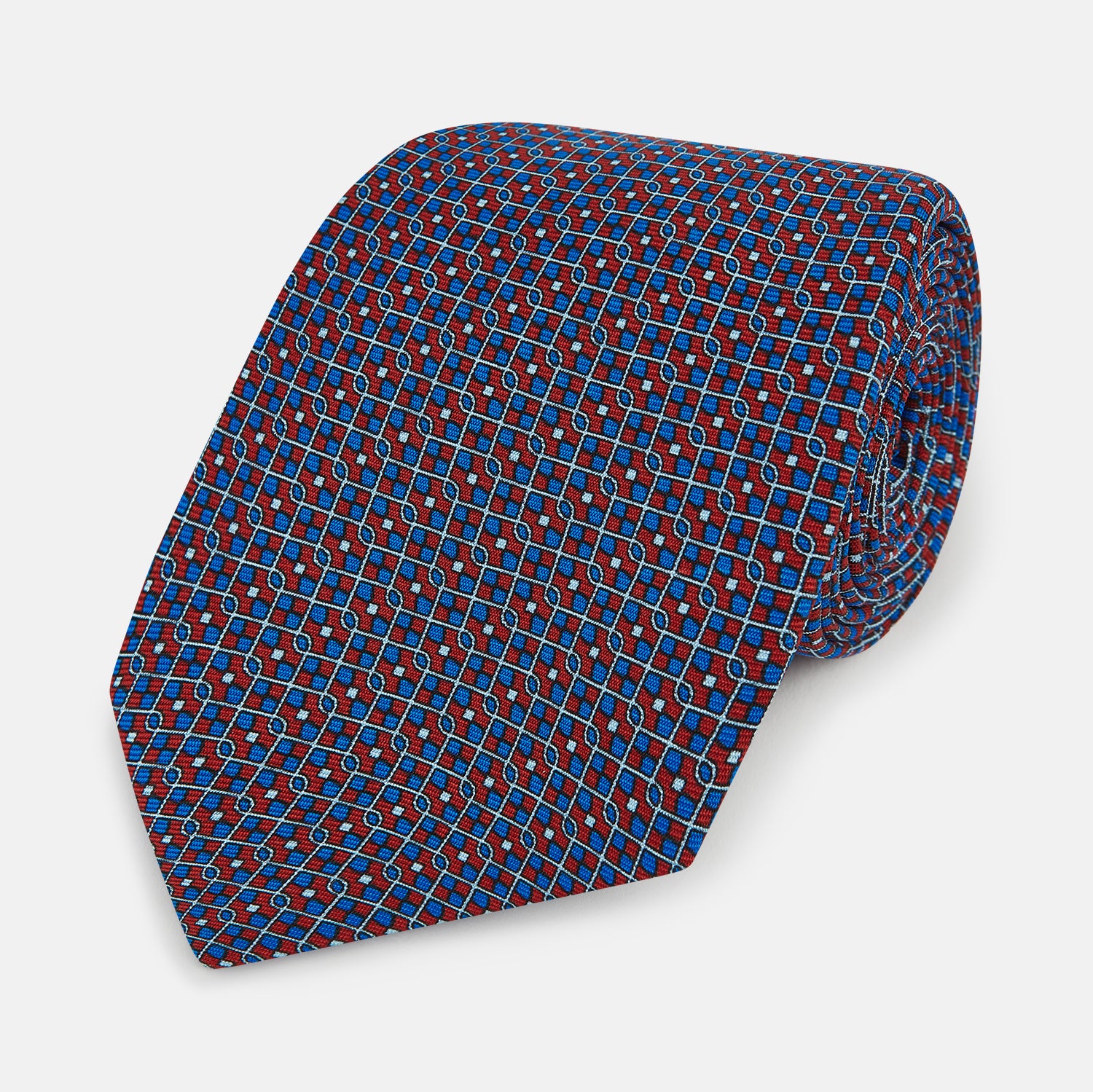 View 1 of product TIES 9.5CM MICRO SQUARED PRINTED SILK RED OS