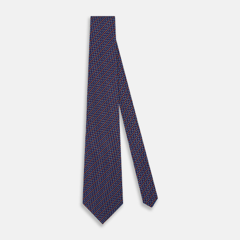 TIES 9.5CM MICRO SQUARED PRINTED SILK RED OS