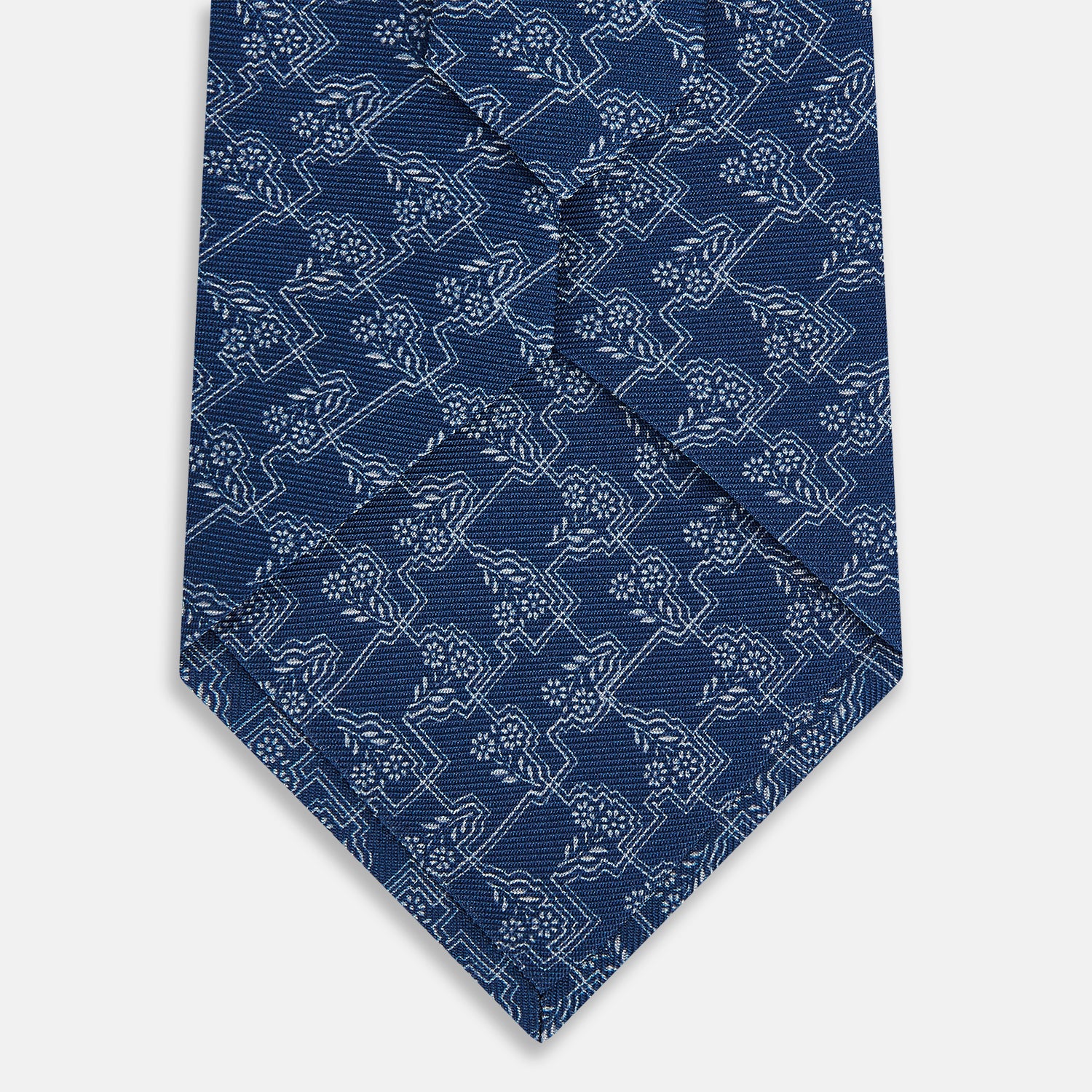 View 3 of product TIES 9.5CM FLORAL JIGSAW PRINTED SILK NAVY OS
