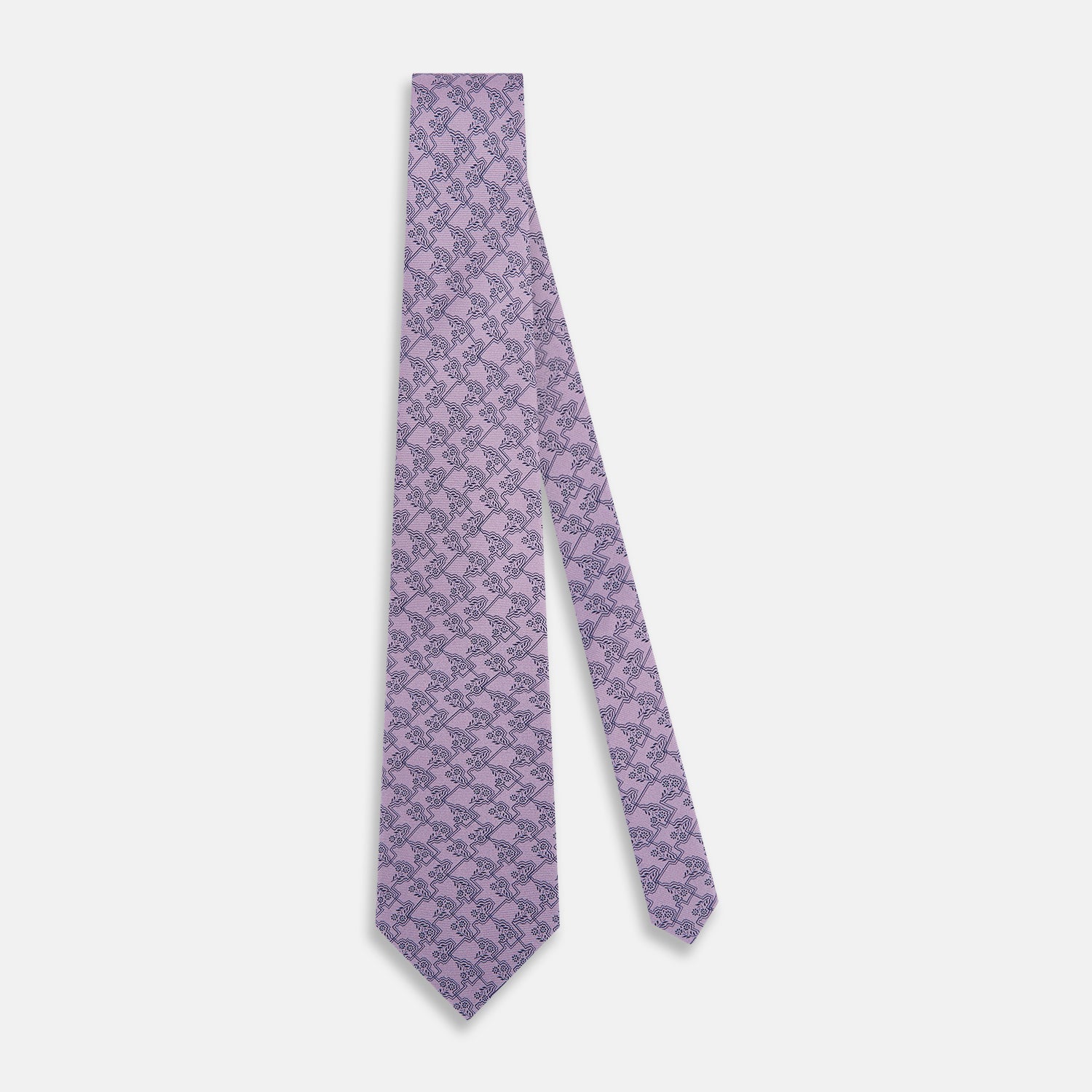 View 2 of product TIES 9.5CM FLORAL JIGSAW PRINTED SILK LILAC OS