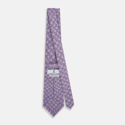 Lilac Floral Jigsaw Printed Silk Tie Image 3