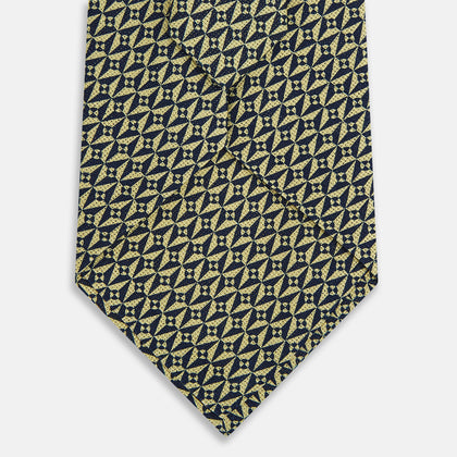 Yellow Geometric Pinwheel Printed Silk Tie Image 2
