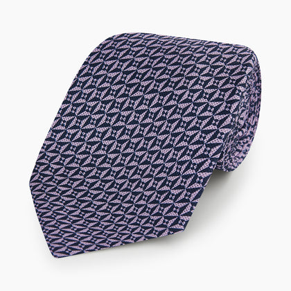 Lilac Geometric Pinwheel Printed Silk Tie Image 4