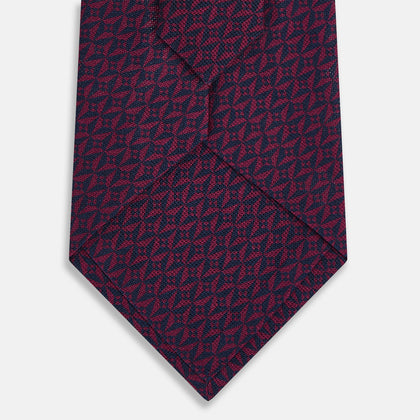 Burgundy Geometric Pinwheel Printed Silk Tie Image 2
