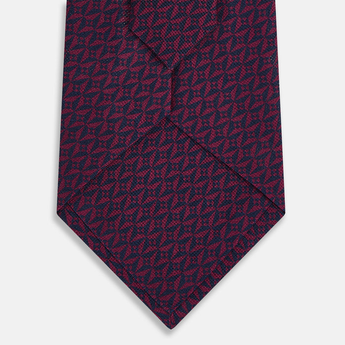 Burgundy Geometric Pinwheel Printed Silk Tie Image 2