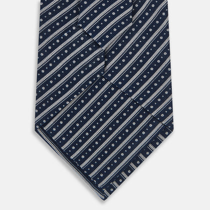 Ash Beaded Ticking Stripe Printed Silk Tie Image 2