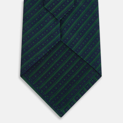 Forest Green Beaded Ticking Stripe Silk Tie Image 2