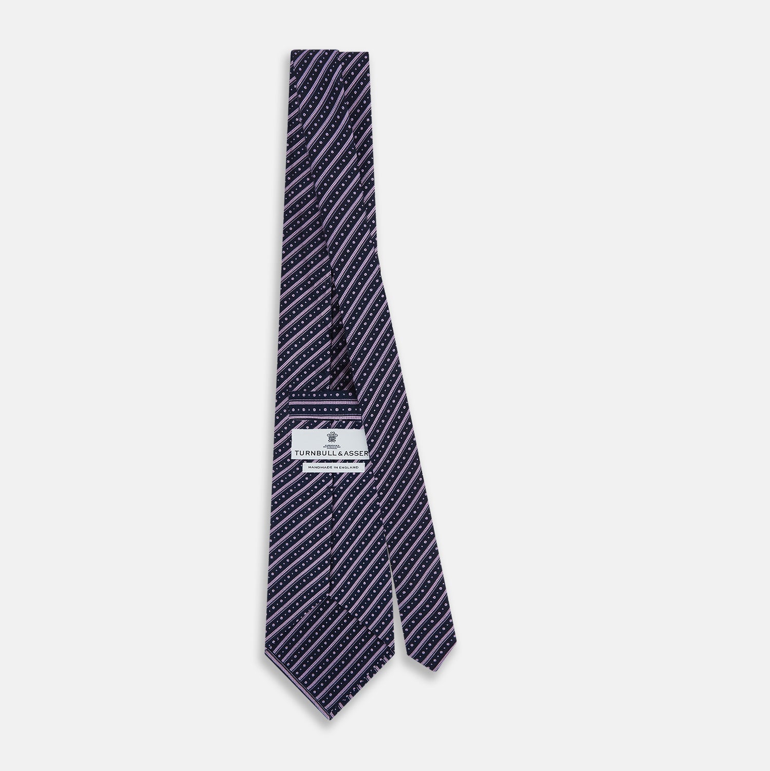 View 4 of product Lilac Beaded Ticking Stripe Silk Tie OS