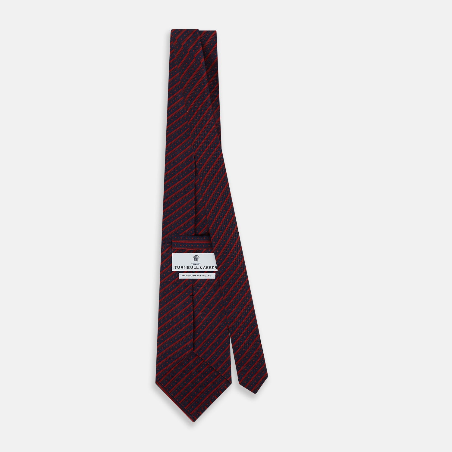 View 4 of product Red Beaded Ticking Stripe Silk Tie OS