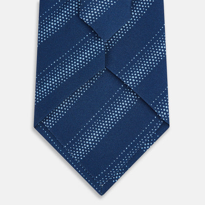 Azzurro Dotted Stripe Printed Silk Tie Image 2