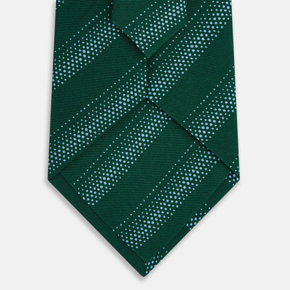 Forest Green Dotted Stripe Printed Silk Tie Image 2