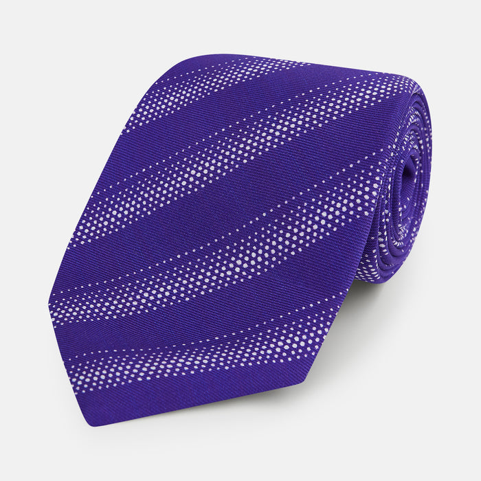 Purple Dotted Stripe Printed Silk Tie