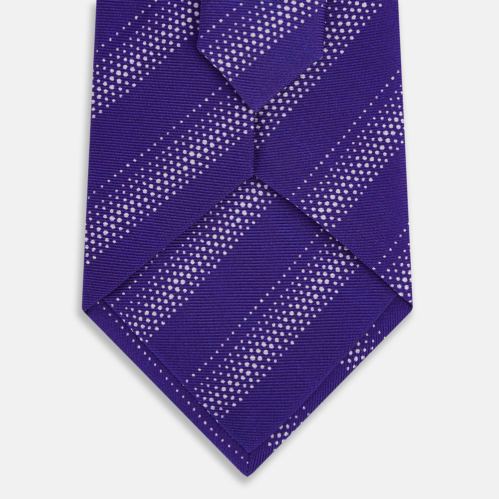 TIES 9.5CM DOT STRIPE PRINTED SILK PURPLE OS