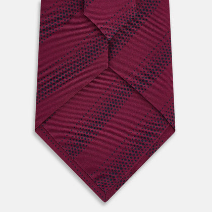 Burgundy Dotted Stripe Printed Silk Tie Image 2