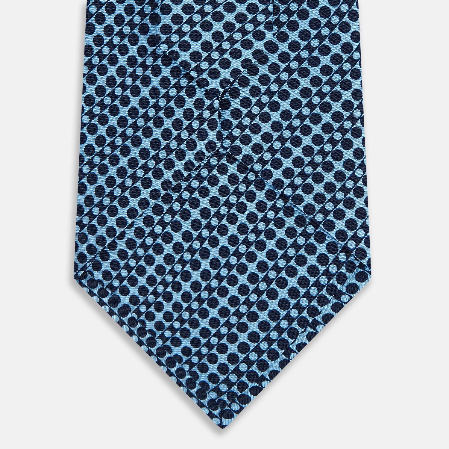 View 3 of product TIES 9.5CM CIRCLES AND STRIPE PRINTED SILK BLUE OS