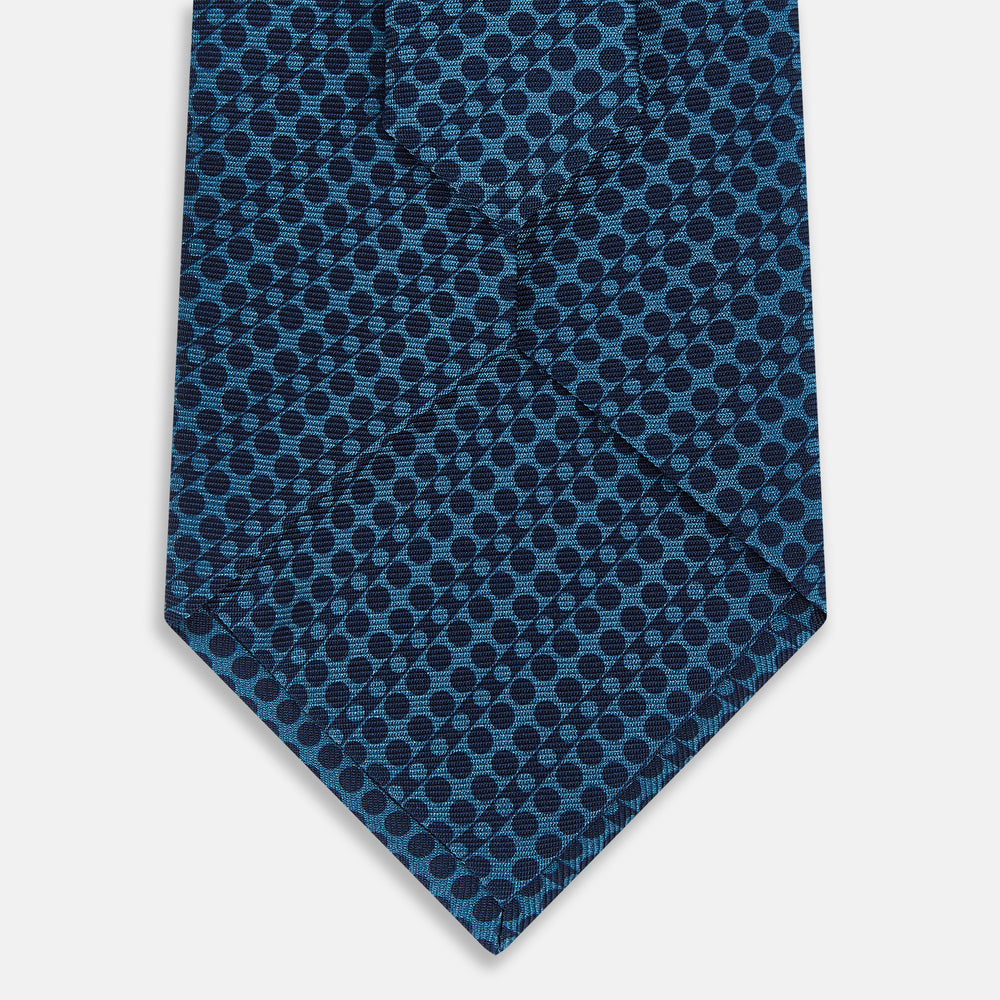 TIES 9.5CM CIRCLES AND STRIPE PRT SILK CHARCOAL OS