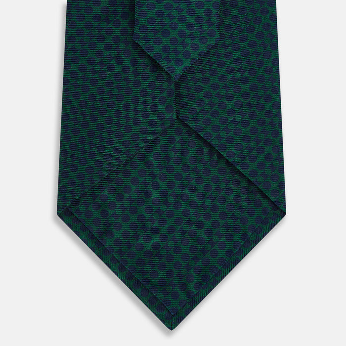 Forest Green Micro-Dot Bar Printed Silk Tie Image 2