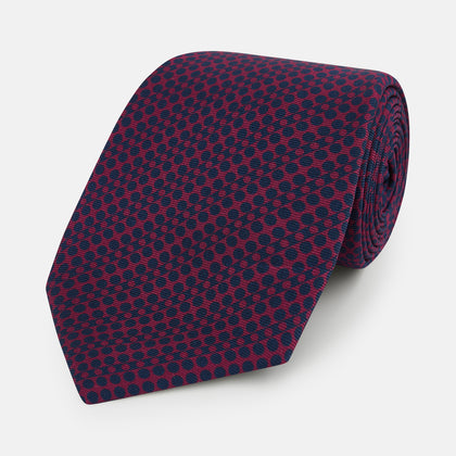 Burgundy Micro-Dot Bar Printed Silk Tie