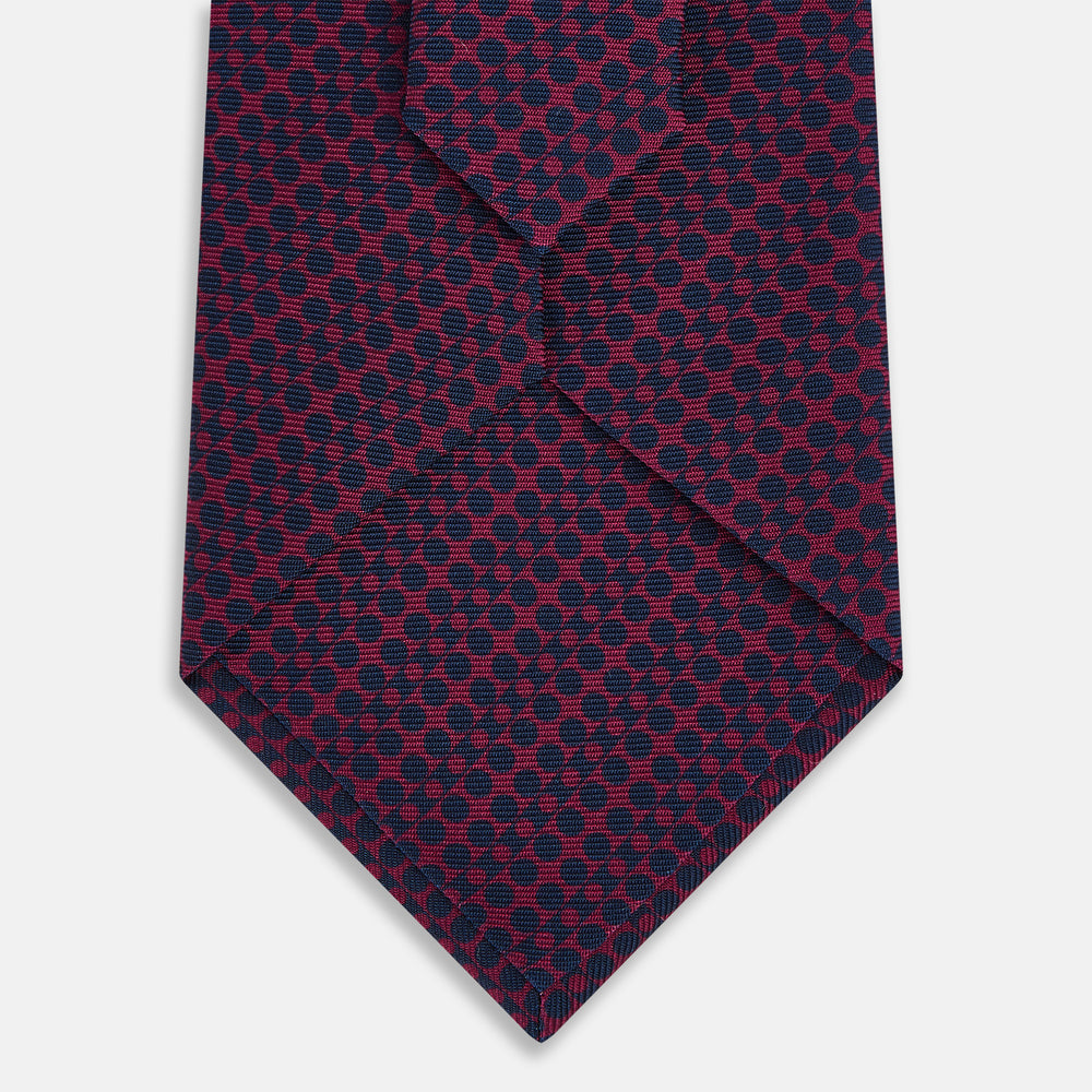 TIES 9.5CM CIRCLES AND STRIPE PRT SILK BURGUNDY OS