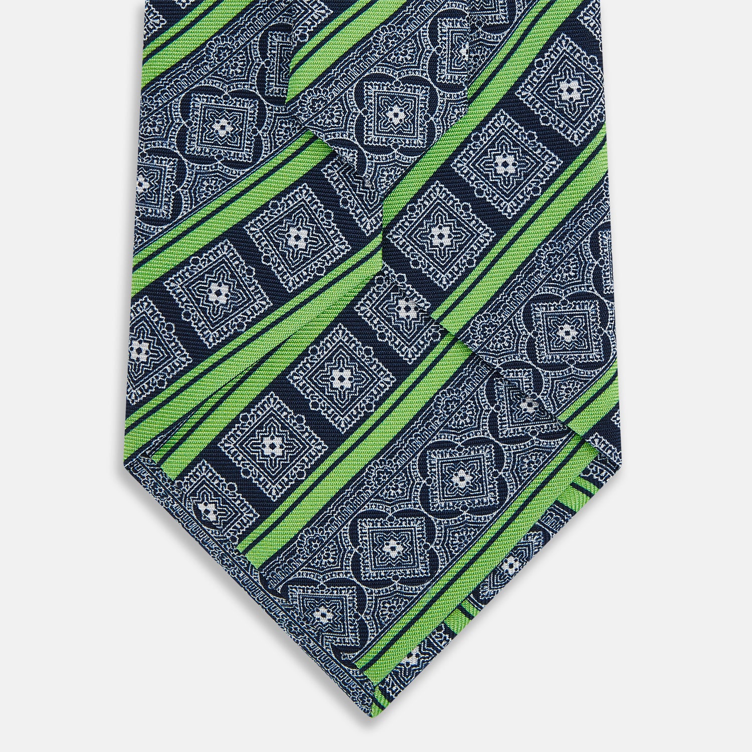 View 3 of product TIES 9.5CM TILE AND STRP PRT SILK SUPER DARK NAVY OS