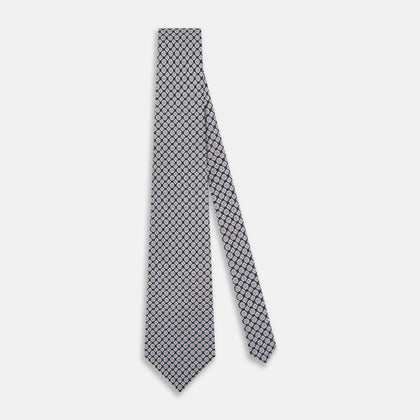 Purple and Forest Green Rosette Medallion Printed Slik Tie Image 1