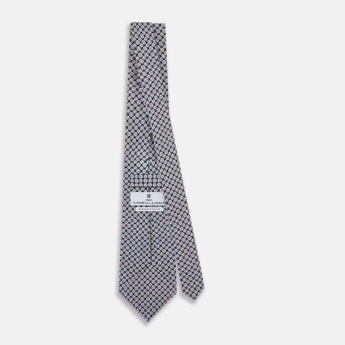 Purple and Forest Green Rosette Medallion Printed Silk Tie Image 3
